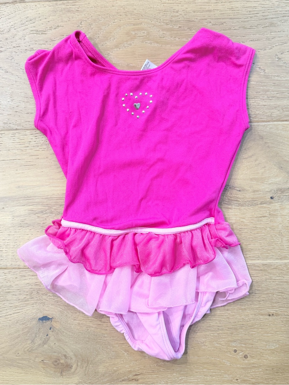 Freestyle Danskin Girls bodysuit leotard suit tulle skirt Small 6/6x hot pink